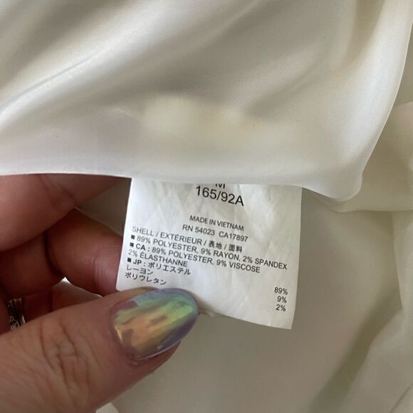 Old Navy White Cropped Pea-Coat Button Down Flap Pockets High Mandarin Collar - Picture 12 of 13